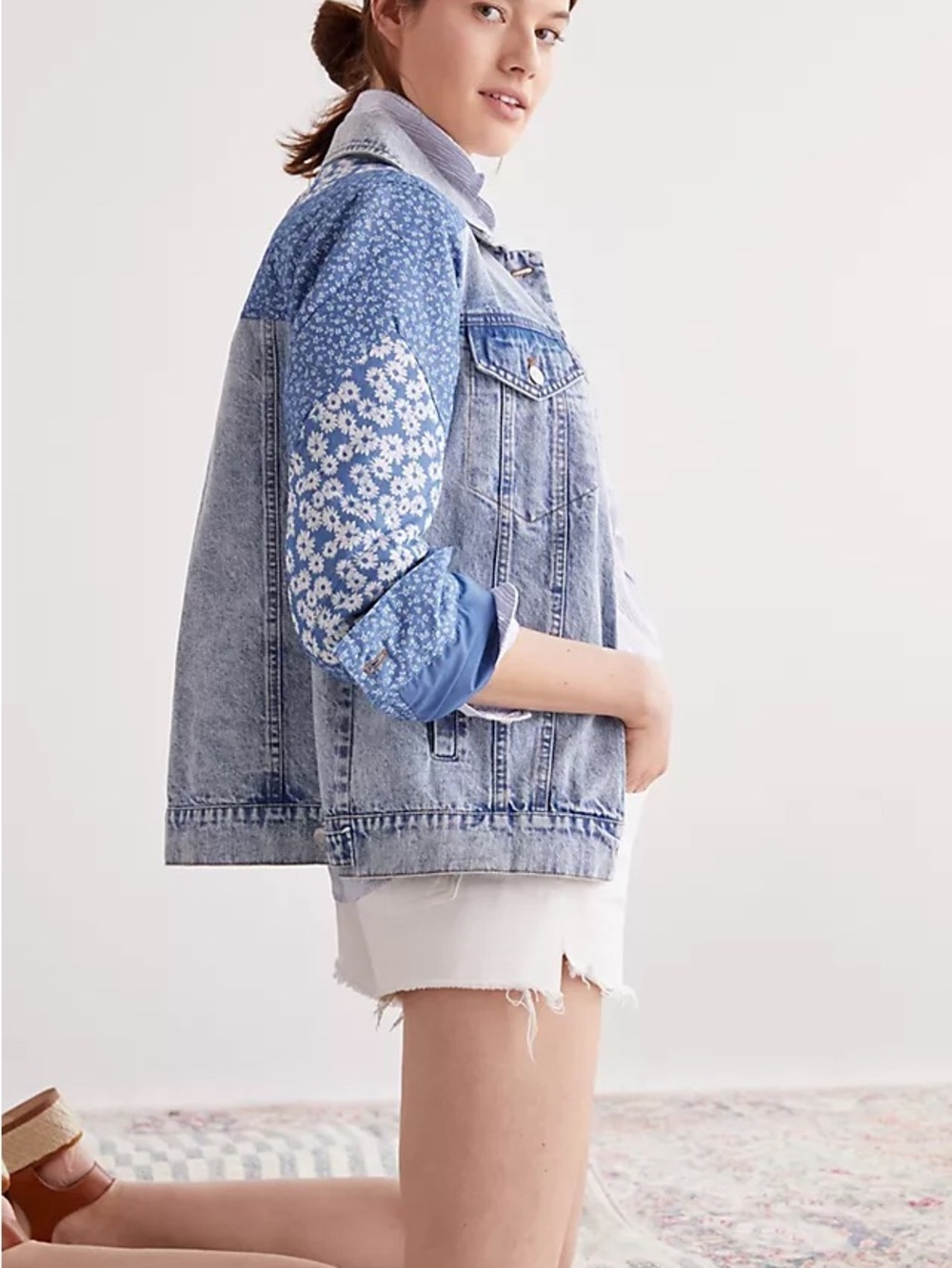 Avec Les Filles Patchwork Denim Jacket Size Small - Picture 3 of 5